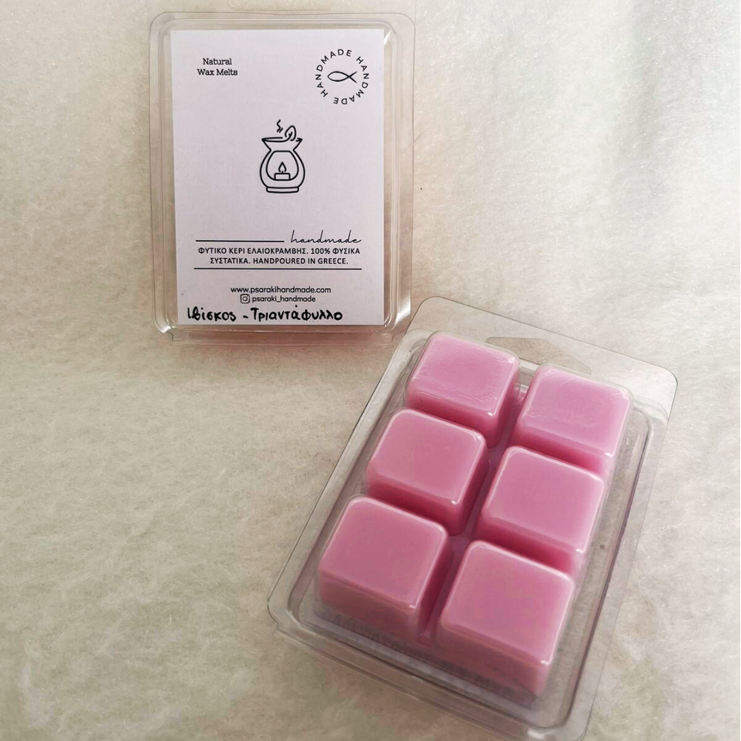 Χειροποίητη μικρή μπάρα wax melts με άρωμα ιβίσκος τριαντάφυλλο.